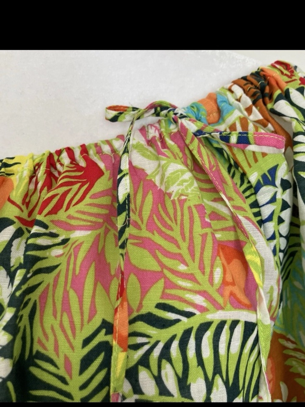 Linen Blend Hester & Orchard Colorful Tropical Blouse Lar Beach Breathable - Picture 6 of 6